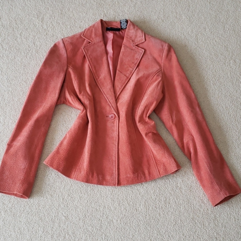 Genuine leather coral blazer😙😙